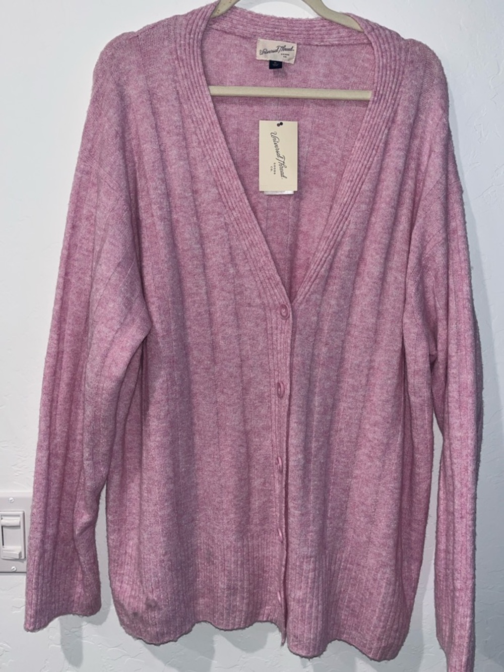 Universal Thread Light Cardigan in Light Pink V‑Neck - minor imperfection